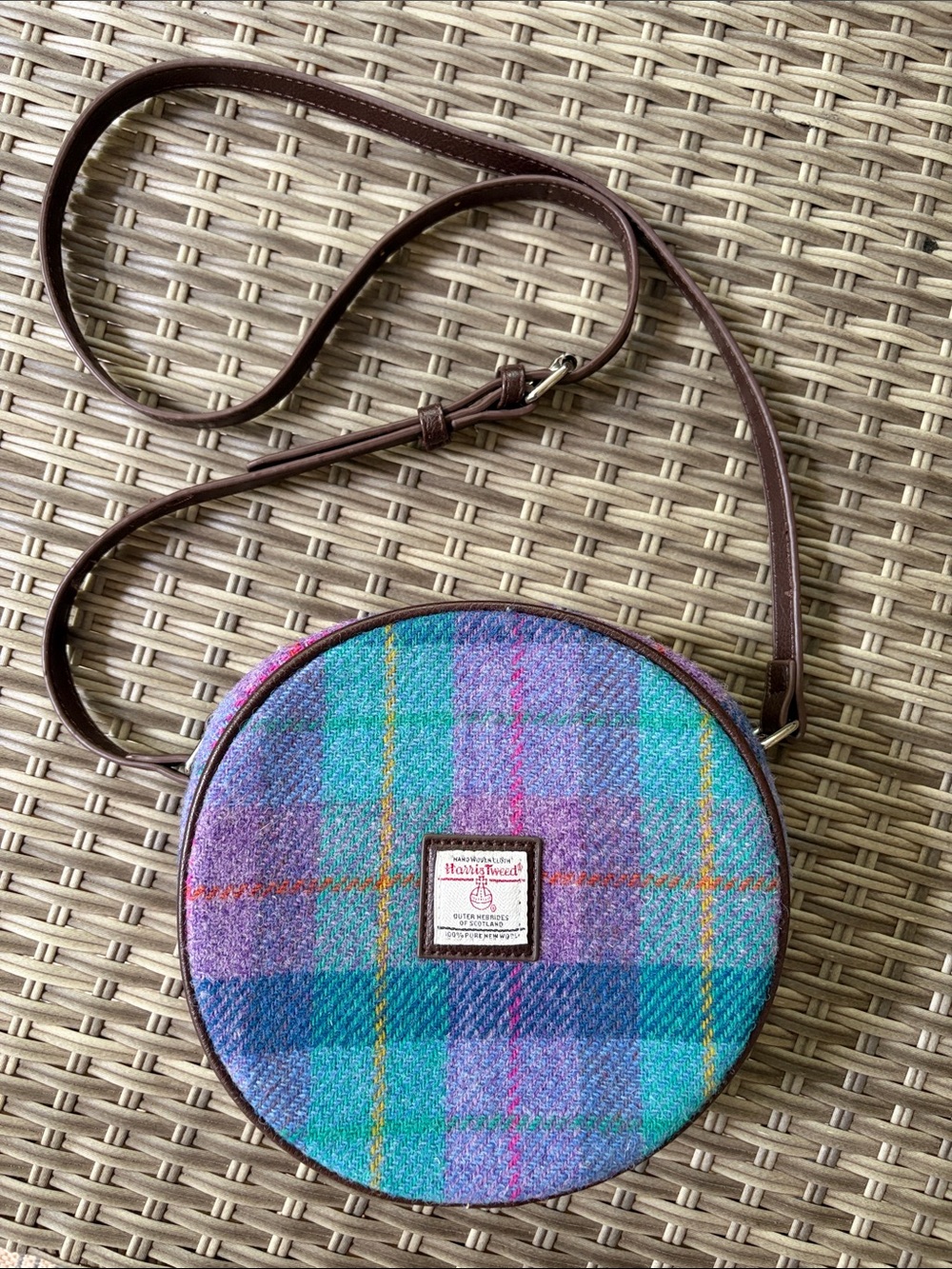 Glen Appin Scotland Wool Round Crossbody Bag - Multicolor Plaid